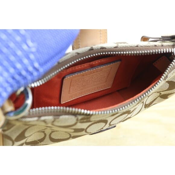 Coach Bag Soho Shoulder Mini Handbag Brown Leather Canvas Hobo 6362 Vintage - Picture 5 of 12